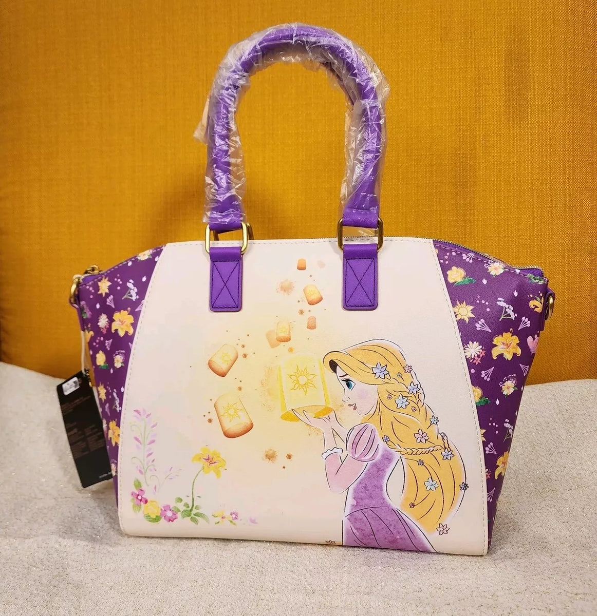 LOUNGEFLY Purse Disney Tangled Satchel Rapunzel Purse Satchel Bag selling - Purple