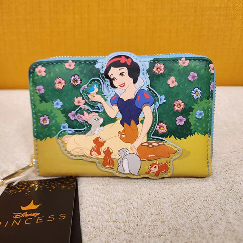 Snow White Forest Animals Floral Zip Around Wallet