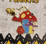 Snoopy and Woodstock Mushroom Floral Enamel Pin