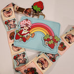 Strawberry Shortcake Rainbow Patchwork Cat Custard Lanyard ID Holder