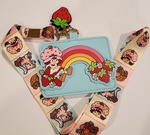 Strawberry Shortcake Rainbow Patchwork Cat Custard Lanyard ID Holder