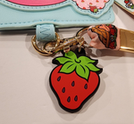 Strawberry Shortcake Rainbow Patchwork Cat Custard Lanyard ID Holder