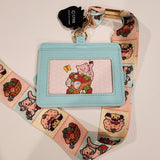 Strawberry Shortcake Rainbow Patchwork Cat Custard Lanyard ID Holder