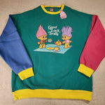 Good Luck Trolls Sweatshirt Crew Neck Block Sweater Adult XLarge