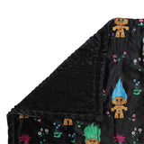 Good Luck Trolls AOP Print Black Throw Blanket