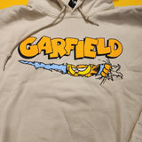 Garfield Nickelodeon Scratching Claws Hanging On Hoodie Sweatshirt Beige Size L