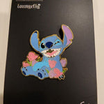 Stitch Grinning with Tulips Enamel Pin