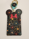 Loungefly Disney Minnie Mouse Neon Ears Flower Retractable Lanyard ID Holder NEW