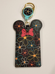 Loungefly Disney Minnie Mouse Neon Ears Flower Retractable Lanyard ID Holder NEW