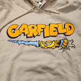 Garfield Nickelodeon Scratching Claws Hanging On Hoodie Sweatshirt Beige Size XL