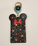 Loungefly Disney Minnie Mouse Neon Ears Flower Retractable Lanyard ID Holder NEW