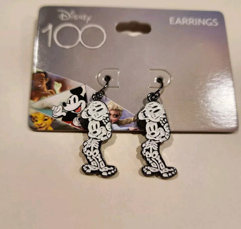 Disney 100 Mickey Mouse Skeleton Costume Figural Earrings Halloween