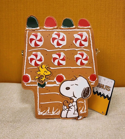 Peanuts Christmas Gingerbread Snoopy Woodstock Doghouse Crossbody Bag