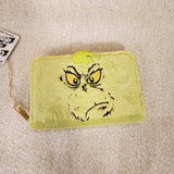 Dr. Seuss The Grinch Furry Plush Cosplay Glow Zip Around Wallet