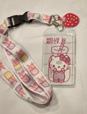 Hello Kitty Strawberry Milk Lanyard