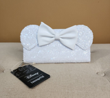 Minnie Mouse White Bow Sequin Wedding Wallet