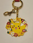 Pikachu Floral Enamel Keychain