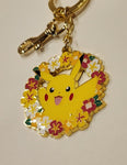 Pikachu Floral Enamel Keychain