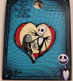 Nightmare Before Christmas Jack & Sally Heart Pin