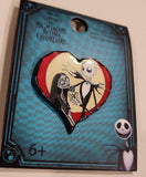 Nightmare Before Christmas Jack & Sally Heart Pin