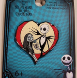 Nightmare Before Christmas Jack & Sally Heart Pin