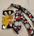 Pokemon Pikachu Eevee Floral Lanyard