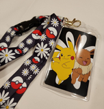 Pokemon Pikachu Eevee Floral Lanyard