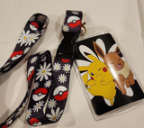 Pokemon Pikachu Eevee Floral Lanyard