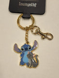 Stitch with Gray Cat Enamel Keychain