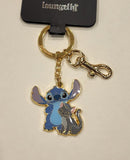 Stitch with Gray Cat Enamel Keychain