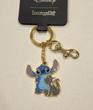 Stitch with Gray Cat Enamel Keychain