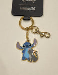 Stitch with Gray Cat Enamel Keychain