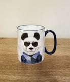 Panda Mug Hipster Panda Stoneware Coffee Cup Blue