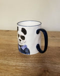 Panda Mug Hipster Panda Stoneware Coffee Cup Blue