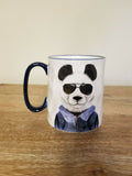 Panda Mug Hipster Panda Stoneware Coffee Cup Blue